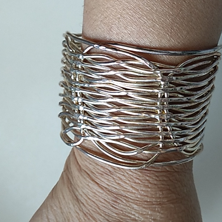 Vintage Silver Gold Tone, Cuff Bracelet